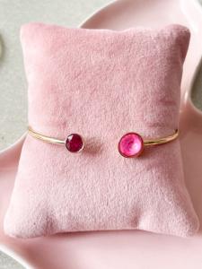 Bracelet cristal rose fluo doré