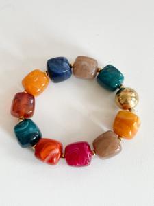 Bracelet perles multi automne doré