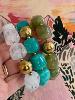 Bracelet perles vert 2 doré