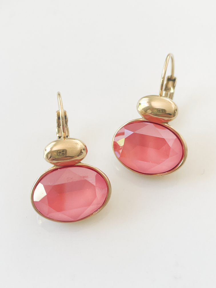 Boucles cristal corail doré