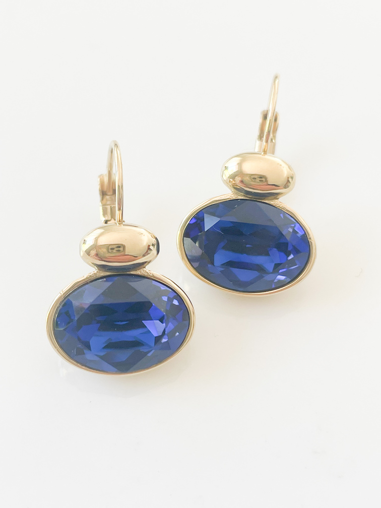 Boucles cristal bleu doré