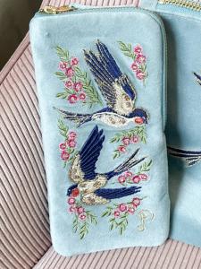 étui à lunettes oiseau brodé EN COMMANDE