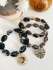 Bracelet 3 rangs noir doré