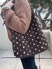 sac marron pois doré