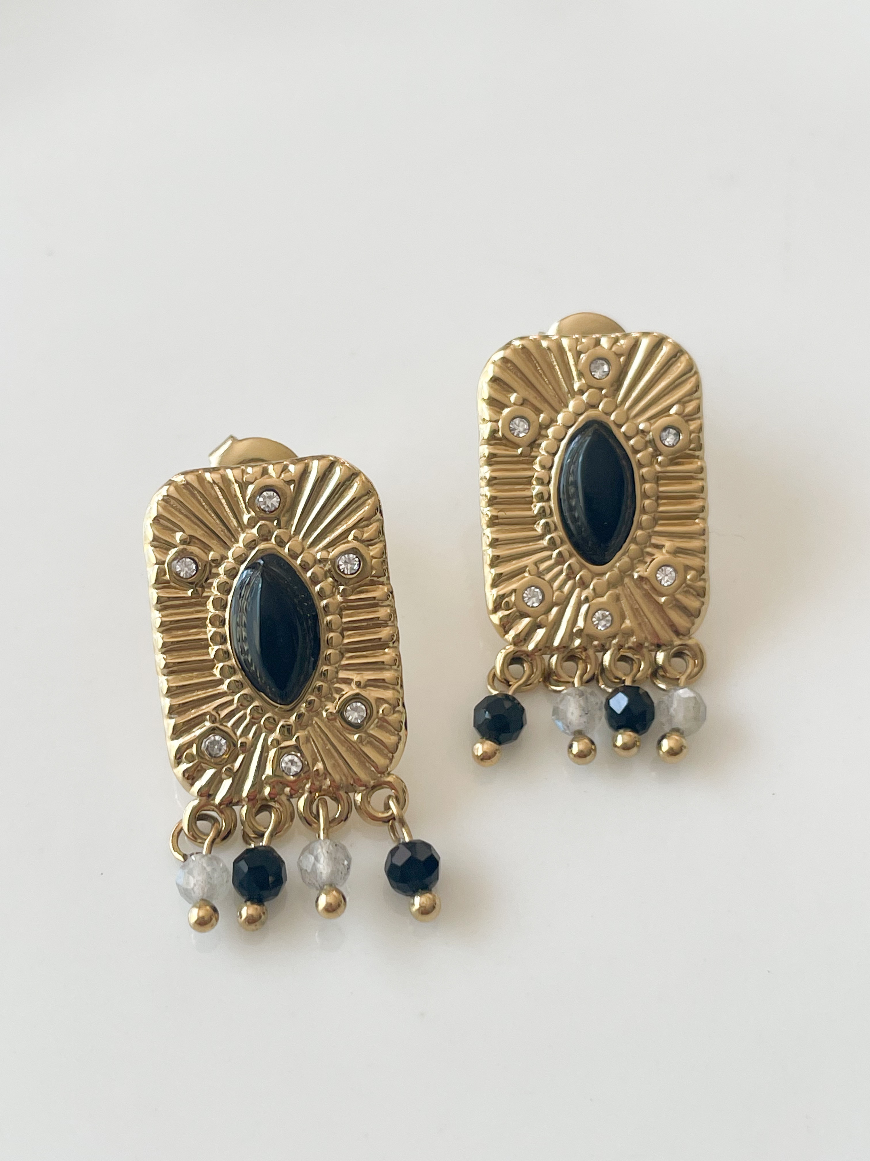 Boucles rétro noir doré