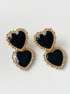 Boucles coeur duo noir doré