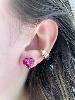 Boucles cristal puce coeur rose clair doré 