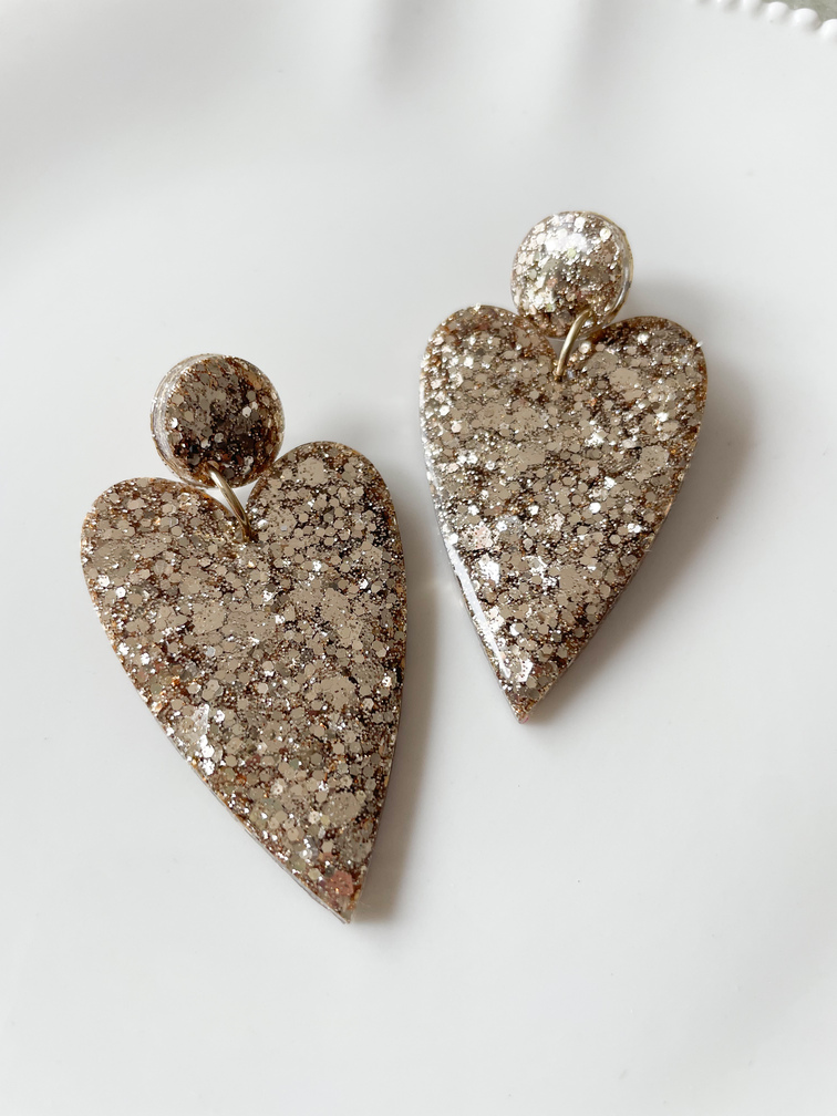 boucles  coeur paillettes doré
