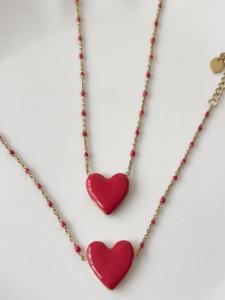Bracelet coeur rouge doré