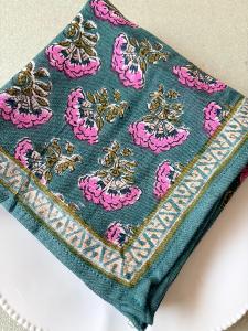 Foulard Bonheur du jour small fleurs vert