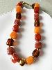 Collier perles multi marron doré