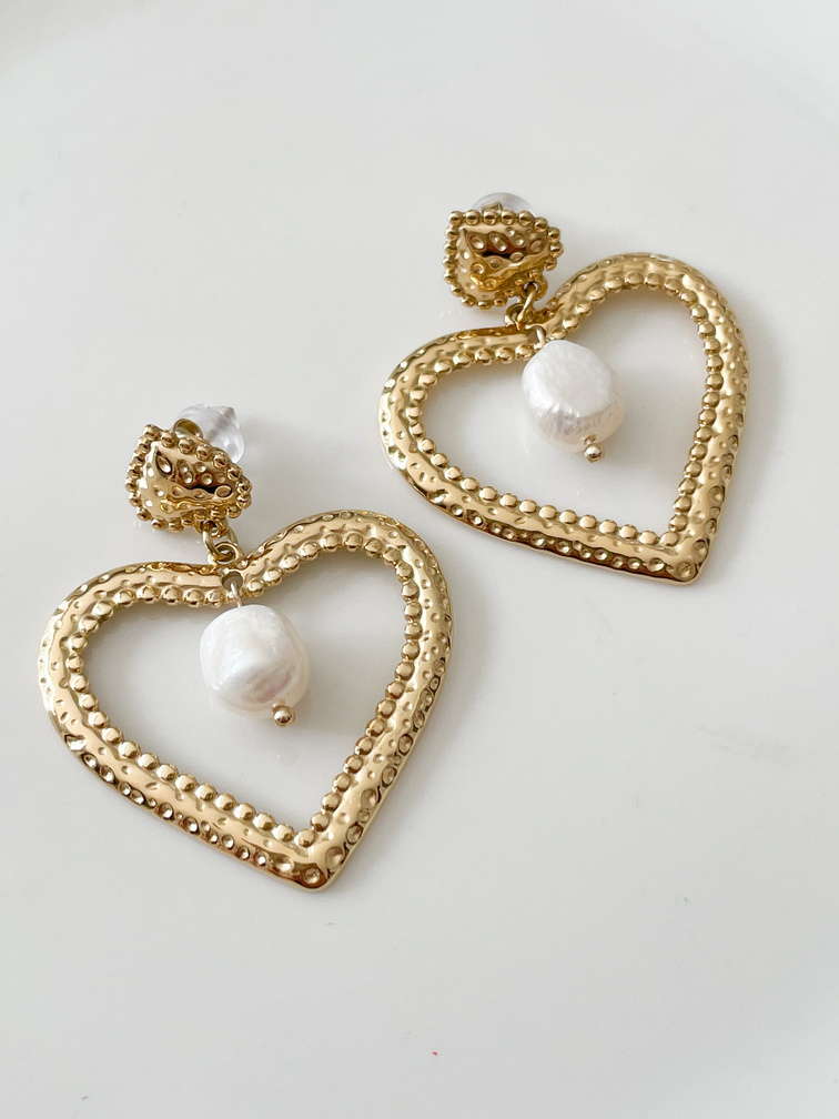 Boucles coeur Ikita blanc doré