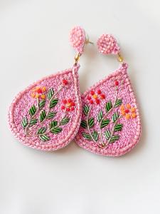 Boucles perles brodées Garden rose
