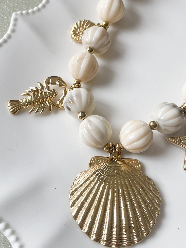 Collier Odile beige doré