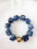 Bracelet perles bleu fonçé doré