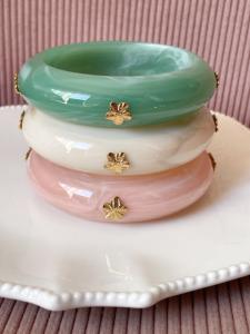 Bracelet Claude rose fleurs doré