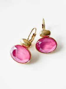 Boucles cristal rose opaque doré