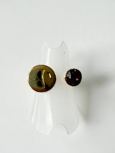 Bague Cristal pastille marron doré
