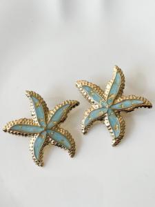 Boucles étoile de mer turquoise doré