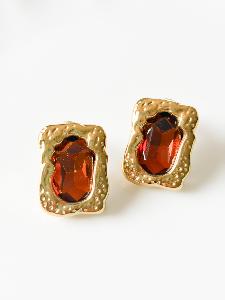 Boucles Gaia post marron doré