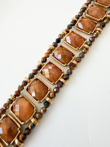 Bracelet pierres Adèle marron doré
