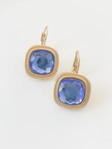 Boucles cristal vintage bleu doré