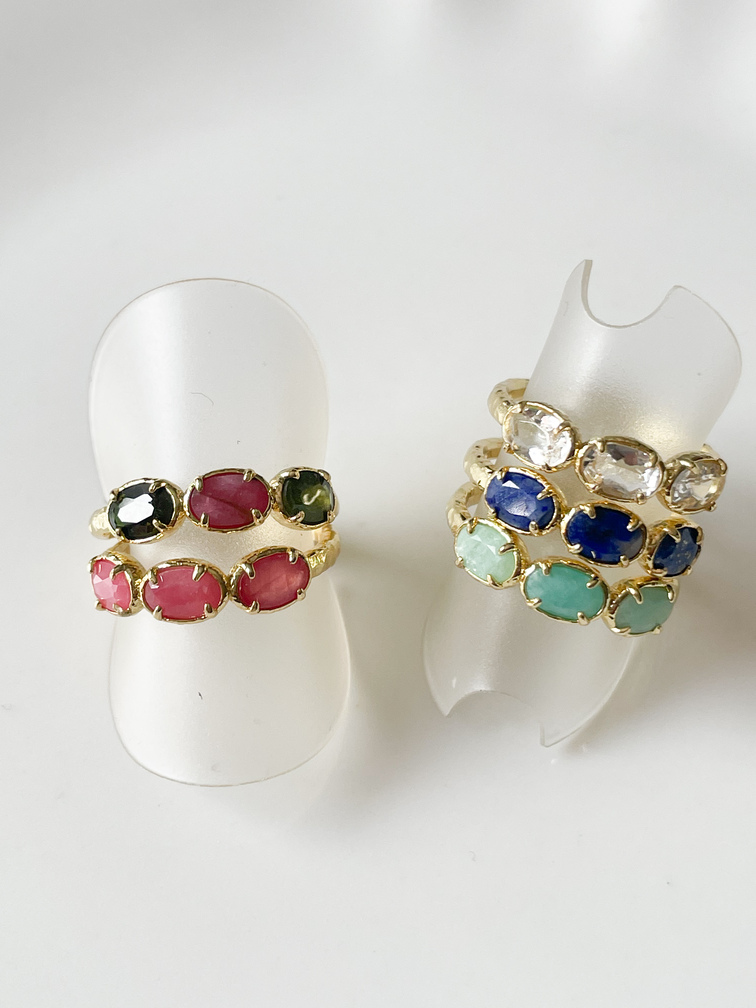 Bague Mina pierre bleu marine doré