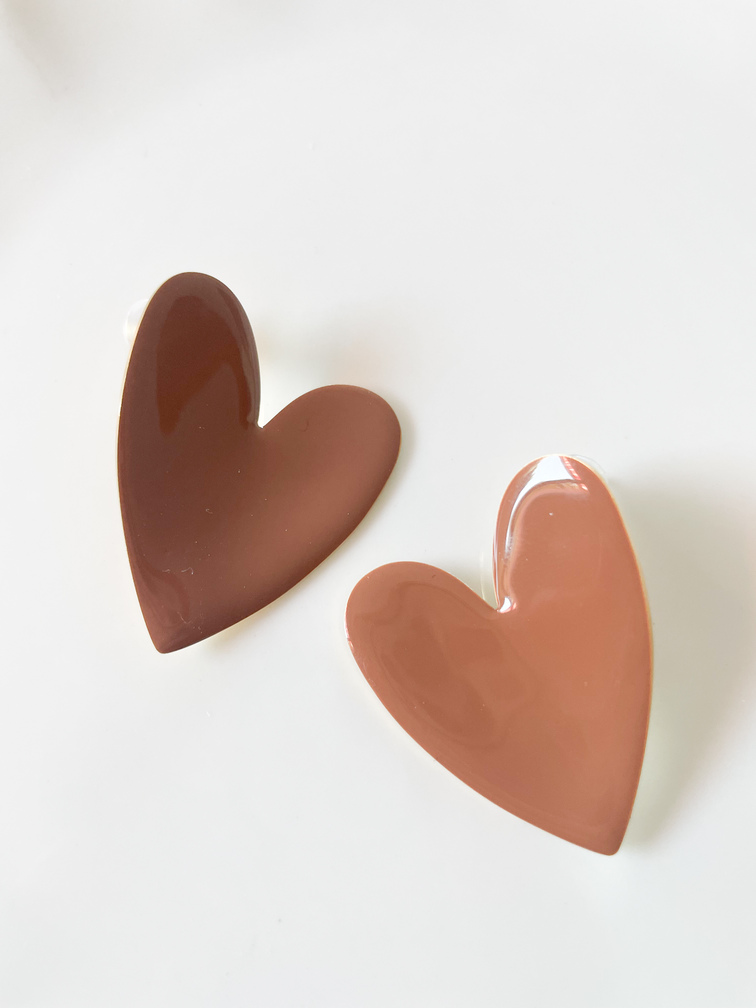 boucles coeur marron doré
