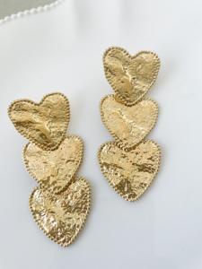 boucles 3 coeurs gravé doré