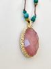 Collier pierres Lou vert rose doré