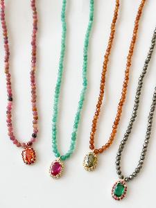 Collier pierres Cléo turquoise doré