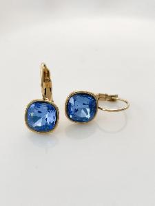 Boucles cristal BB bleu roi doré