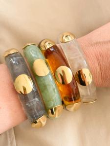 Bracelet point ambre doré