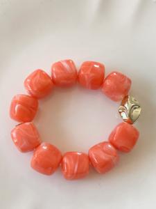 bracelet perles bis corail doré