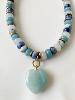 Collier Coeur bleu doré
