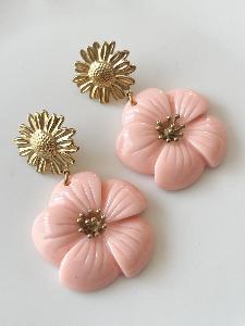 Boucles fleurs Abby rose doré