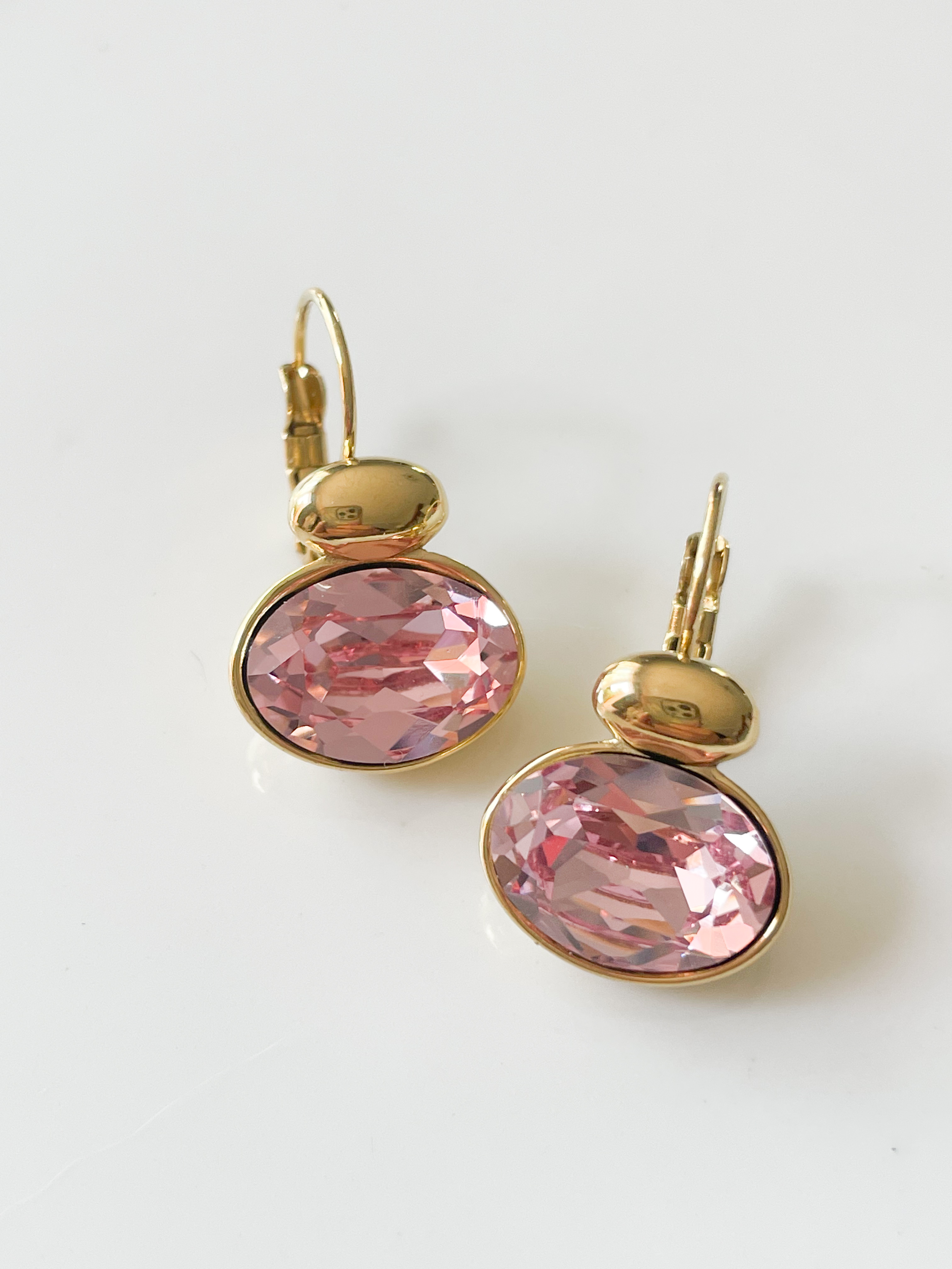 Boucles cristal rose clair doré