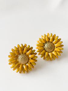 Boucles Marguerite jaune doré