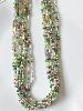 Collier sautoir perles rose vert doré