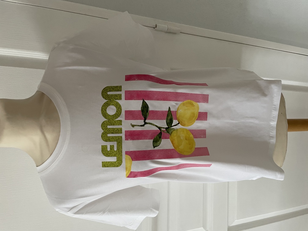 t shirt blanc citron rose 36/42