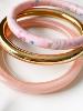 bracelet fleurs 3 rangs rose doré