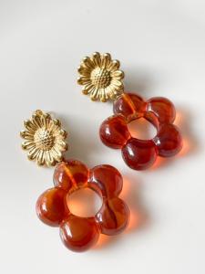 Boucles fleur marron doré du live