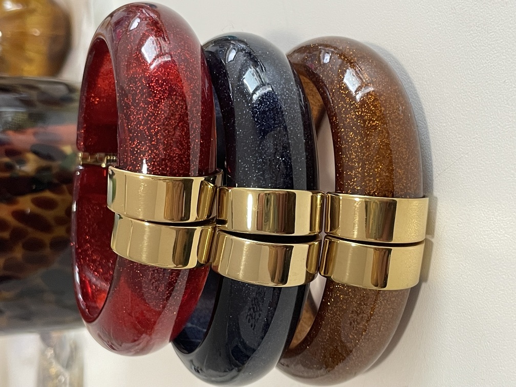 bracelet Edith marron paillettes doré