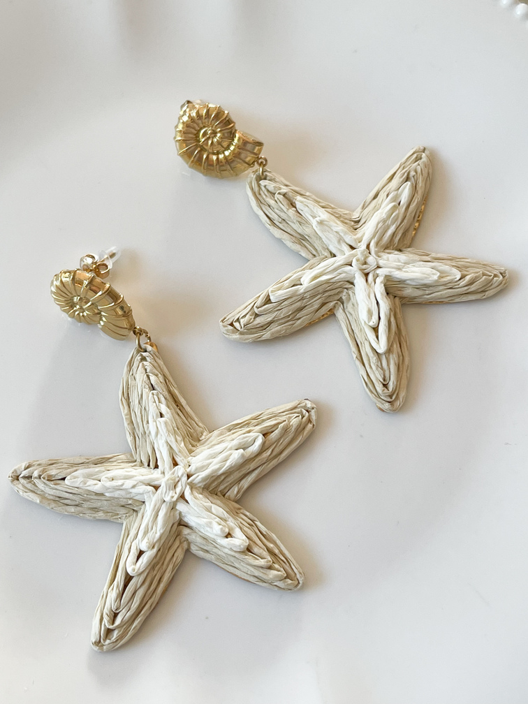 boucles étoile de mer raphia doré