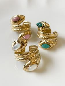 Bague serpent bleu doré