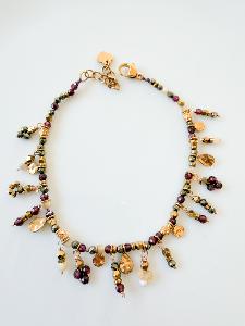 Bracelet pierres Mumbai marron doré 