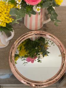 Miroir disco cercle rose gold
