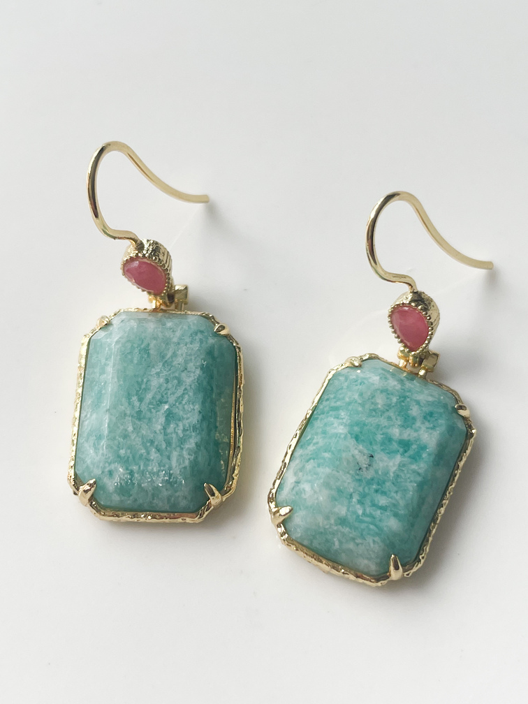 boucles Agatha turquoise doré