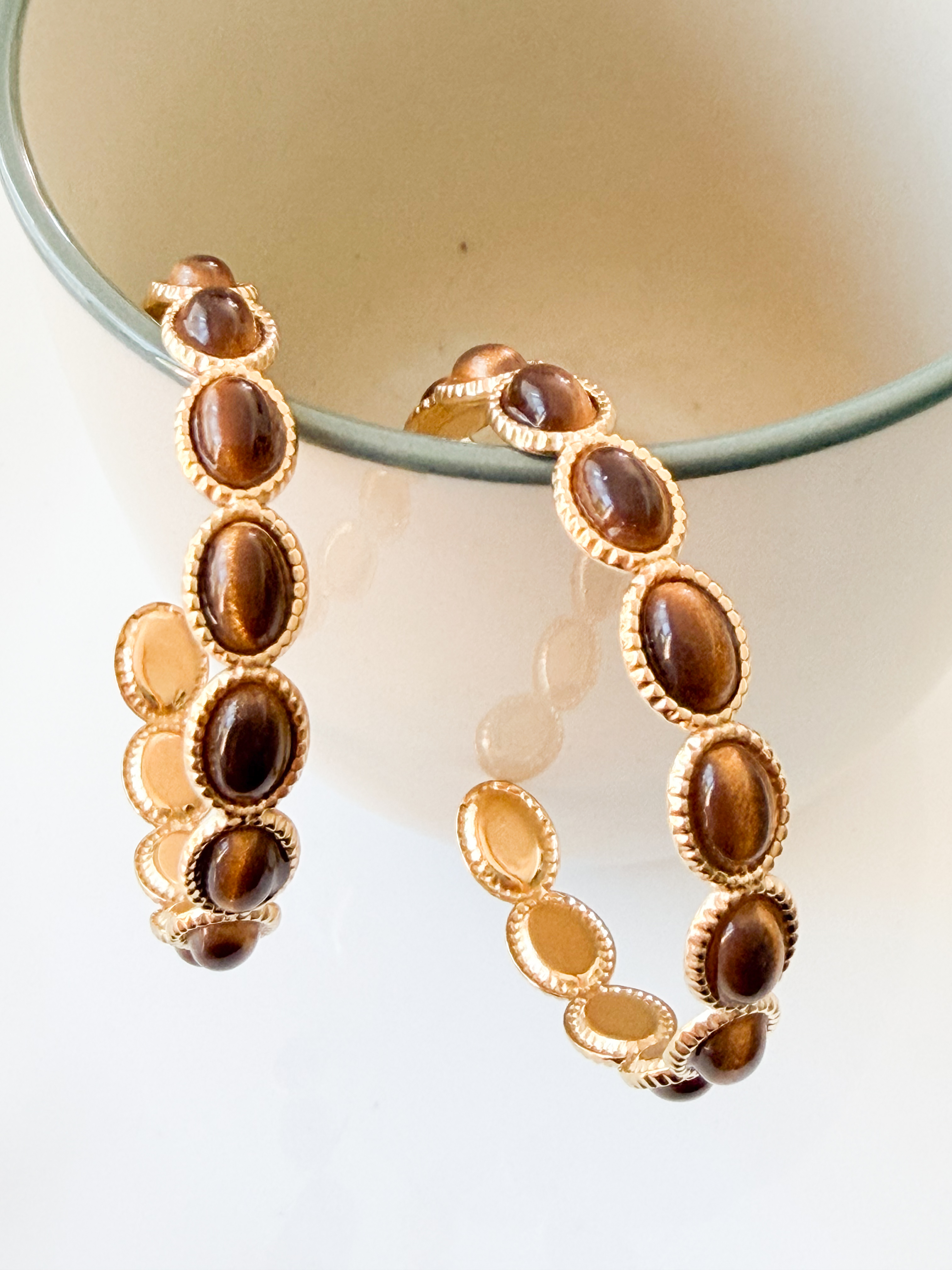 Boucles créoles Zoé marron doré