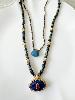 Collier pierres oeil bleu doré